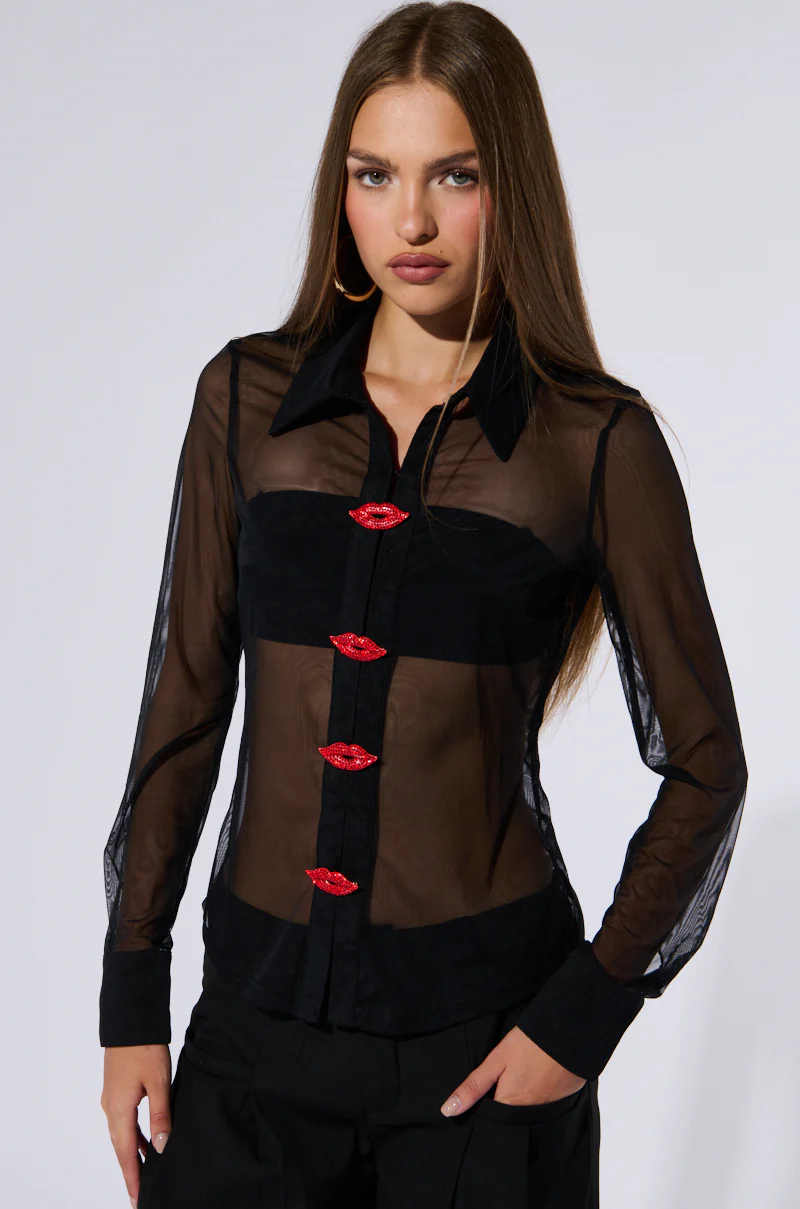 SEALED LIPS BUTTON DOWN BLOUSE - Image 2