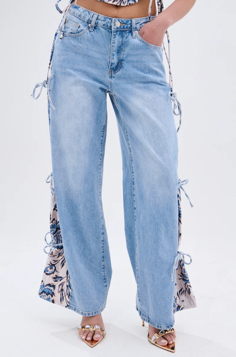SEASONAL AWAKENING BROCADE PATCH DENIM JEANS - Image 4