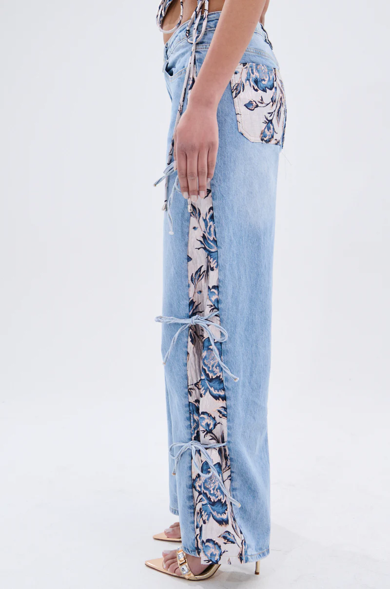 SEASONAL AWAKENING BROCADE PATCH DENIM JEANS - Image 5