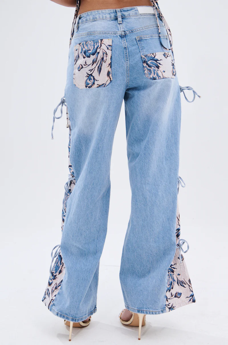 SEASONAL AWAKENING BROCADE PATCH DENIM JEANS - Image 7