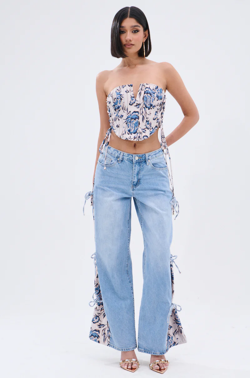 SEASONAL AWAKENING BROCADE PATCH DENIM JEANS - Image 8