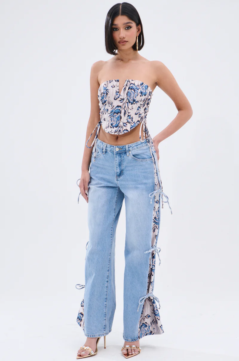 SEASONAL AWAKENING BROCADE PATCH DENIM JEANS - Image 9