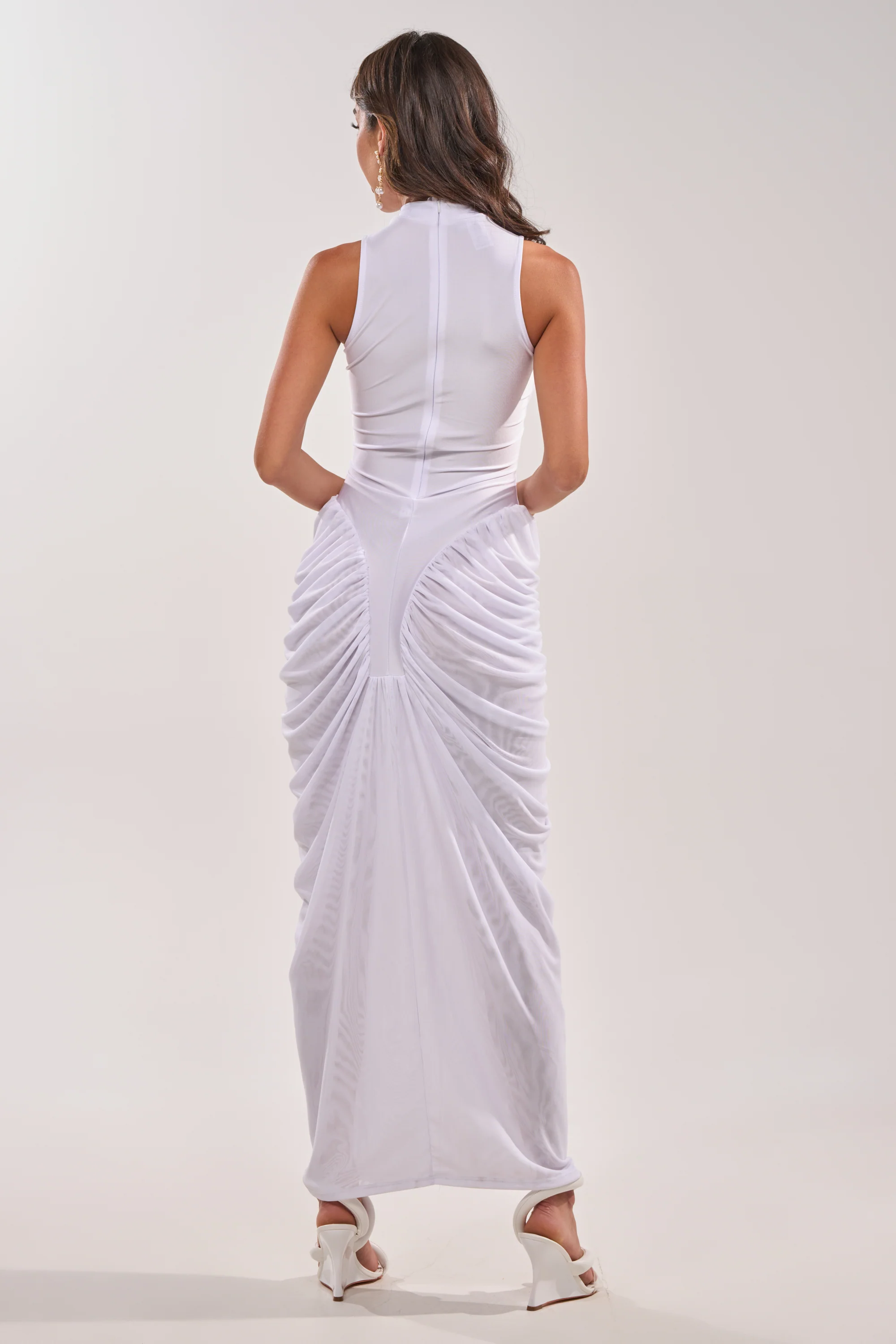 SECOND DATE BODYCON SHINE MAXI DRESS IN WHITE - Image 6