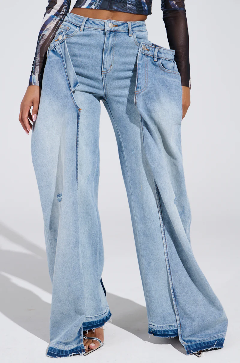 SEEING DOUBLE DECONSTRUCTED DENIM JEANS