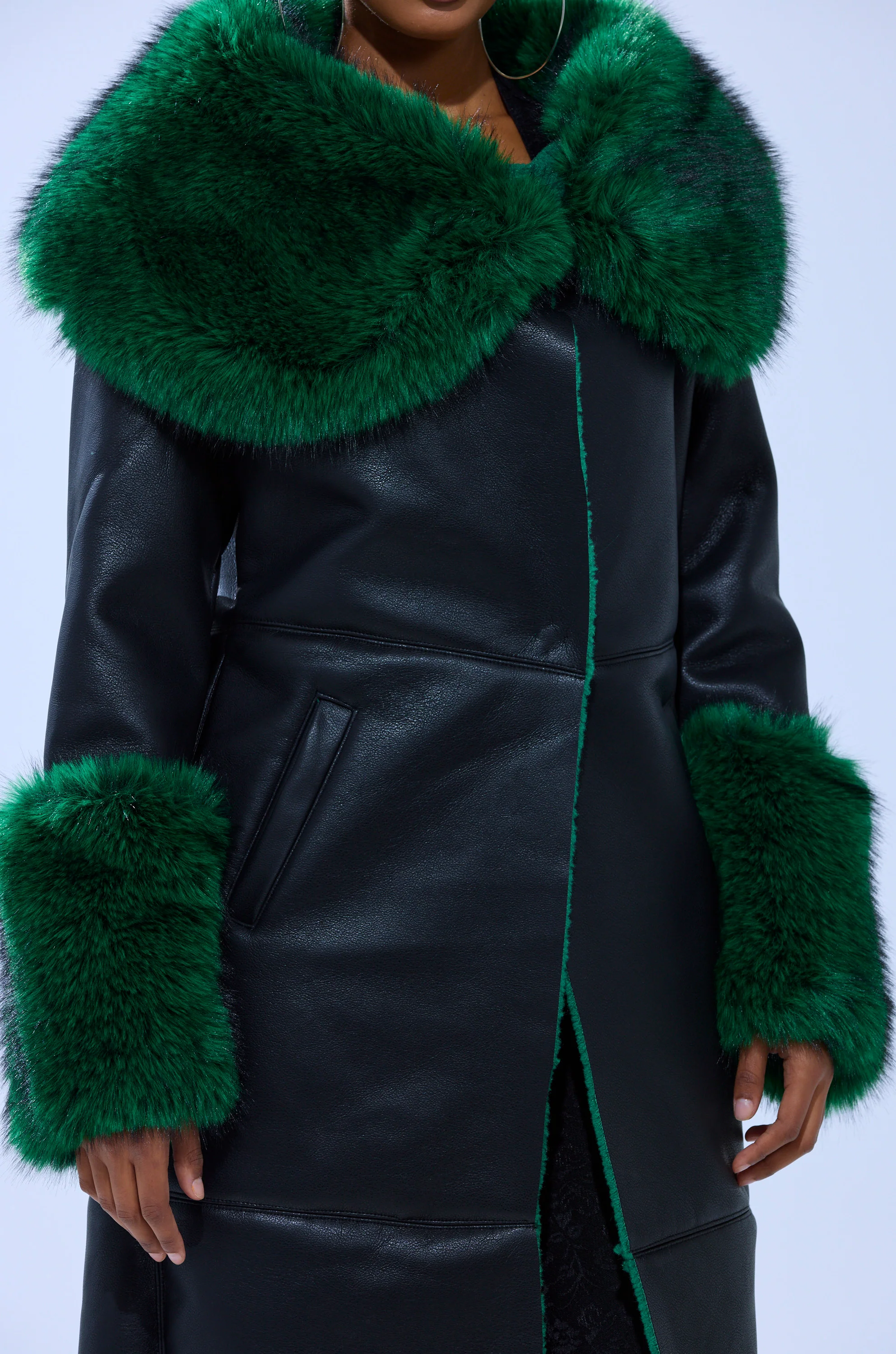 SEEING GREEN FUR TRIM TRENCH - Image 10
