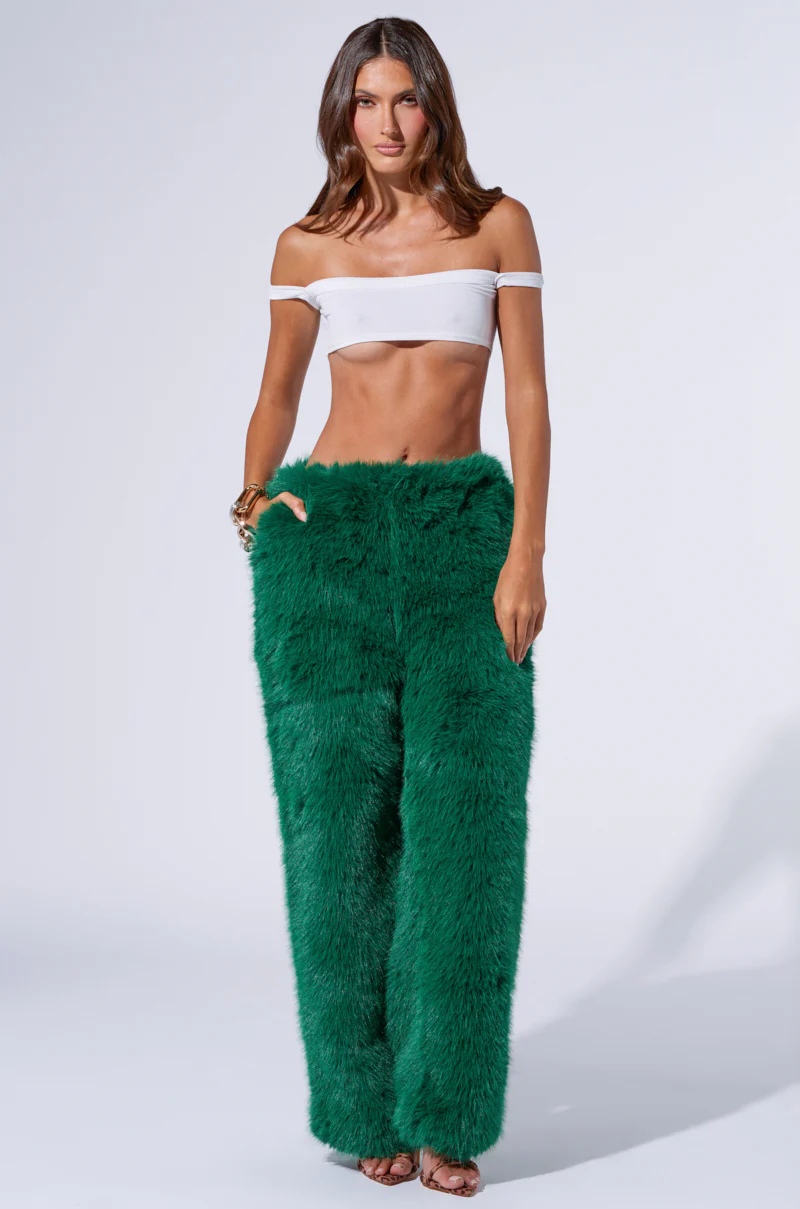 SEEING GREEN WIDE LEG FASHION FUR PANT - Image 5