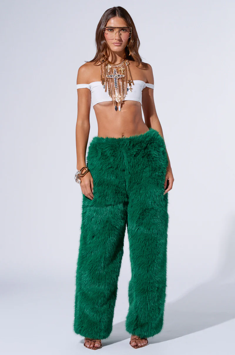 SEEING GREEN WIDE LEG FASHION FUR PANT - Image 6