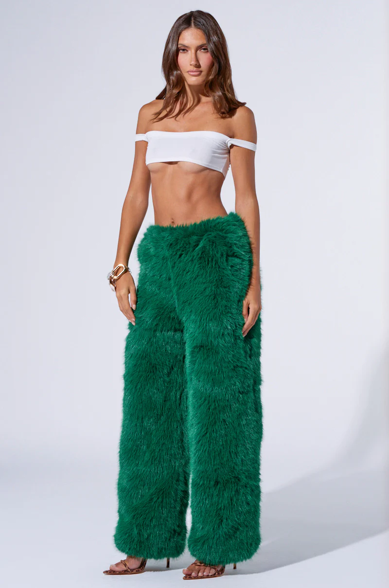 SEEING GREEN WIDE LEG FASHION FUR PANT - Image 7