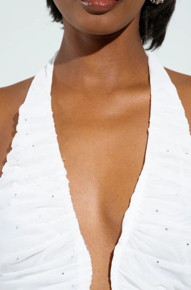 SERPENTI PLUNGE MIDI DRESS IN IVORY - Image 6