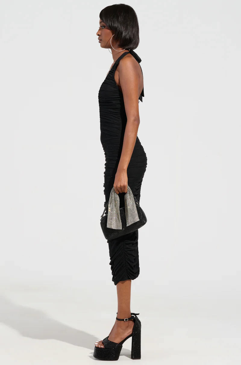 SERPENTI PLUNGE MIDI DRESS IN BLACK - Image 3