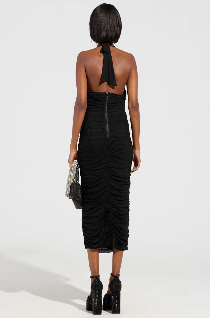 SERPENTI PLUNGE MIDI DRESS IN BLACK - Image 4