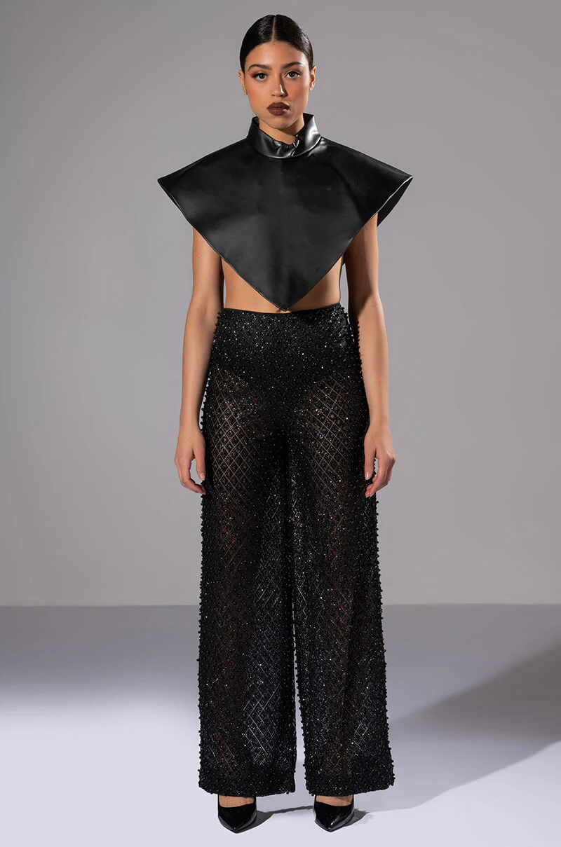 SEXY VILLAIN SHEER WIDE LEG GLITTER DETAIL PANTS - Image 3