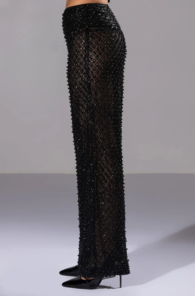 SEXY VILLAIN SHEER WIDE LEG GLITTER DETAIL PANTS - Image 5