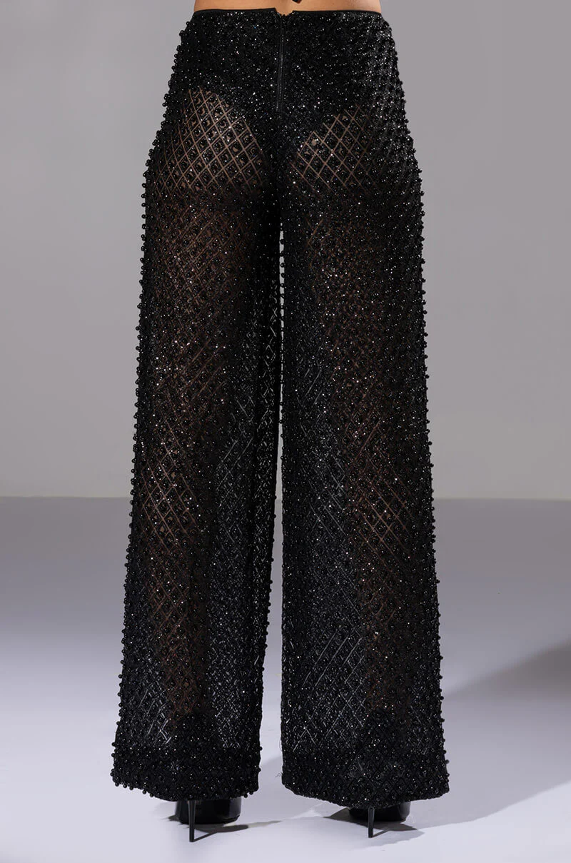 SEXY VILLAIN SHEER WIDE LEG GLITTER DETAIL PANTS - Image 6