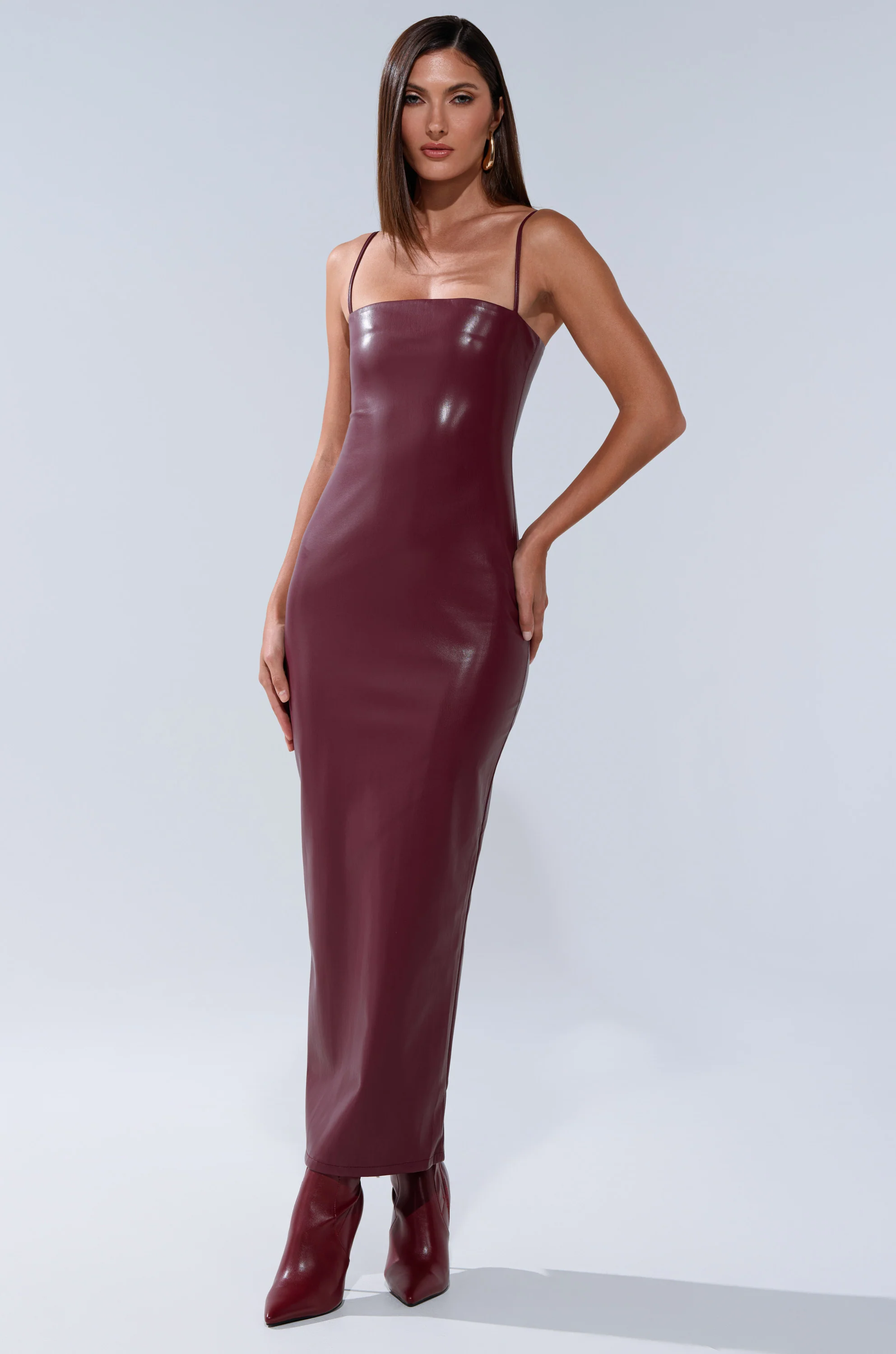 SHAI PU MIDI DRESS IN BURGUNDY - Image 3