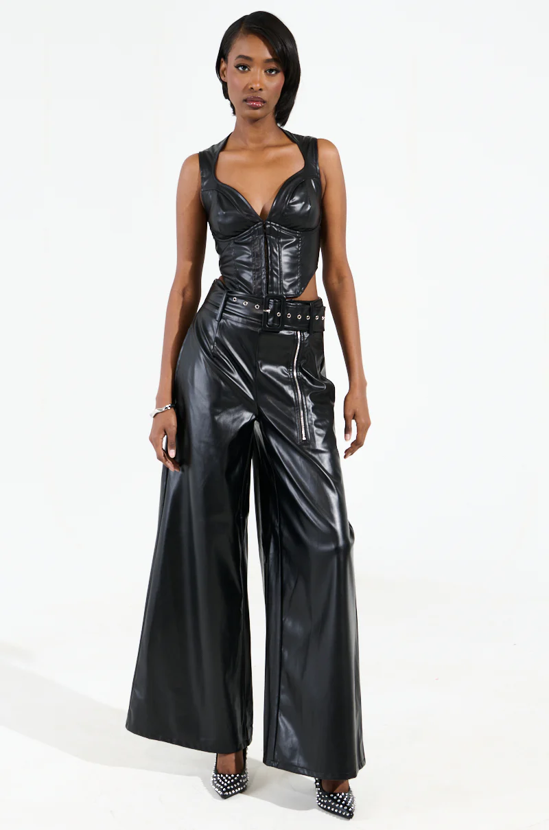 SHAINA FAUX LEATHER TROUSER - Image 2