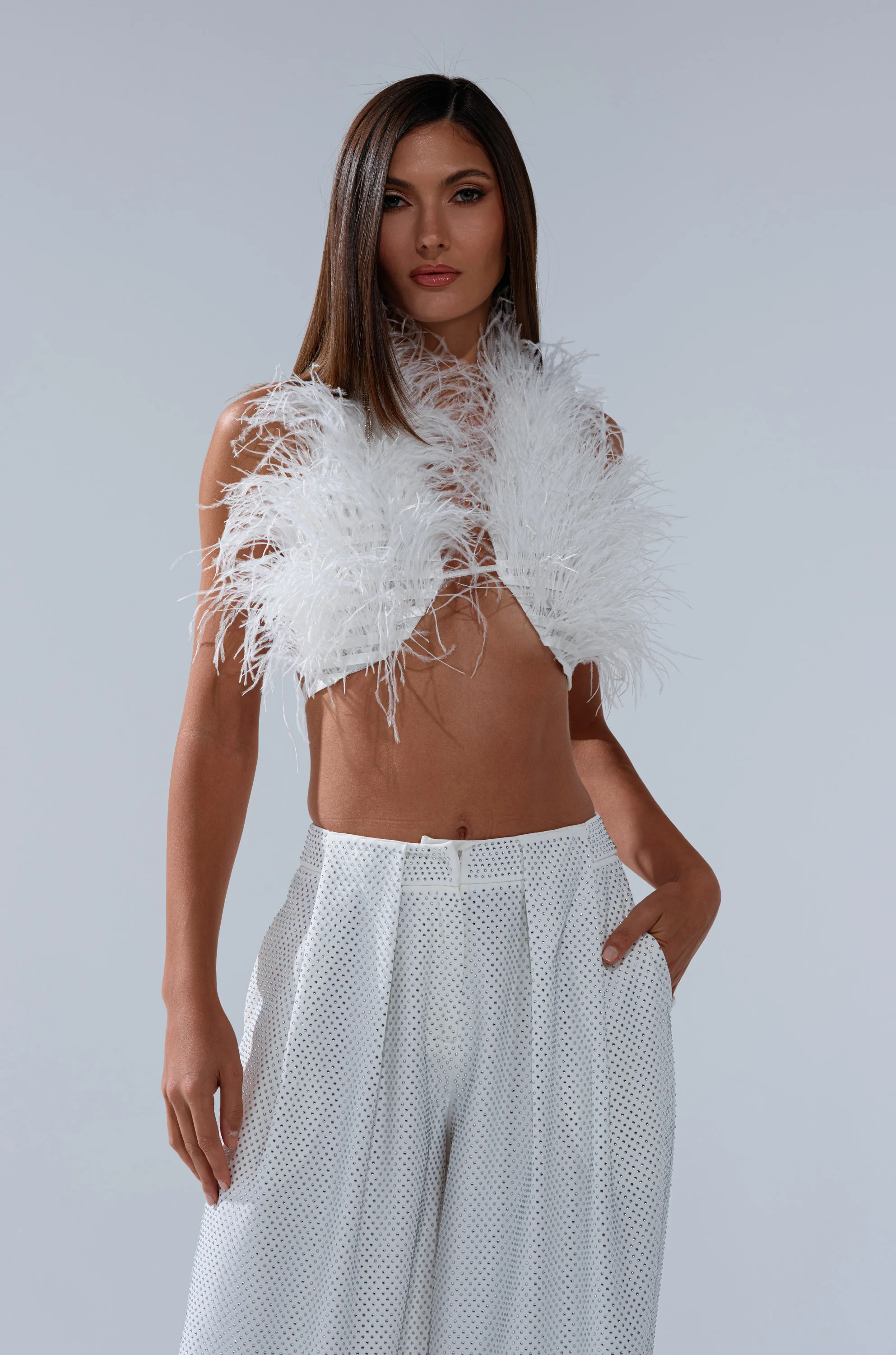 SHAKE IT FOR ME GIRL FEATHER BRALETTE - Image 3