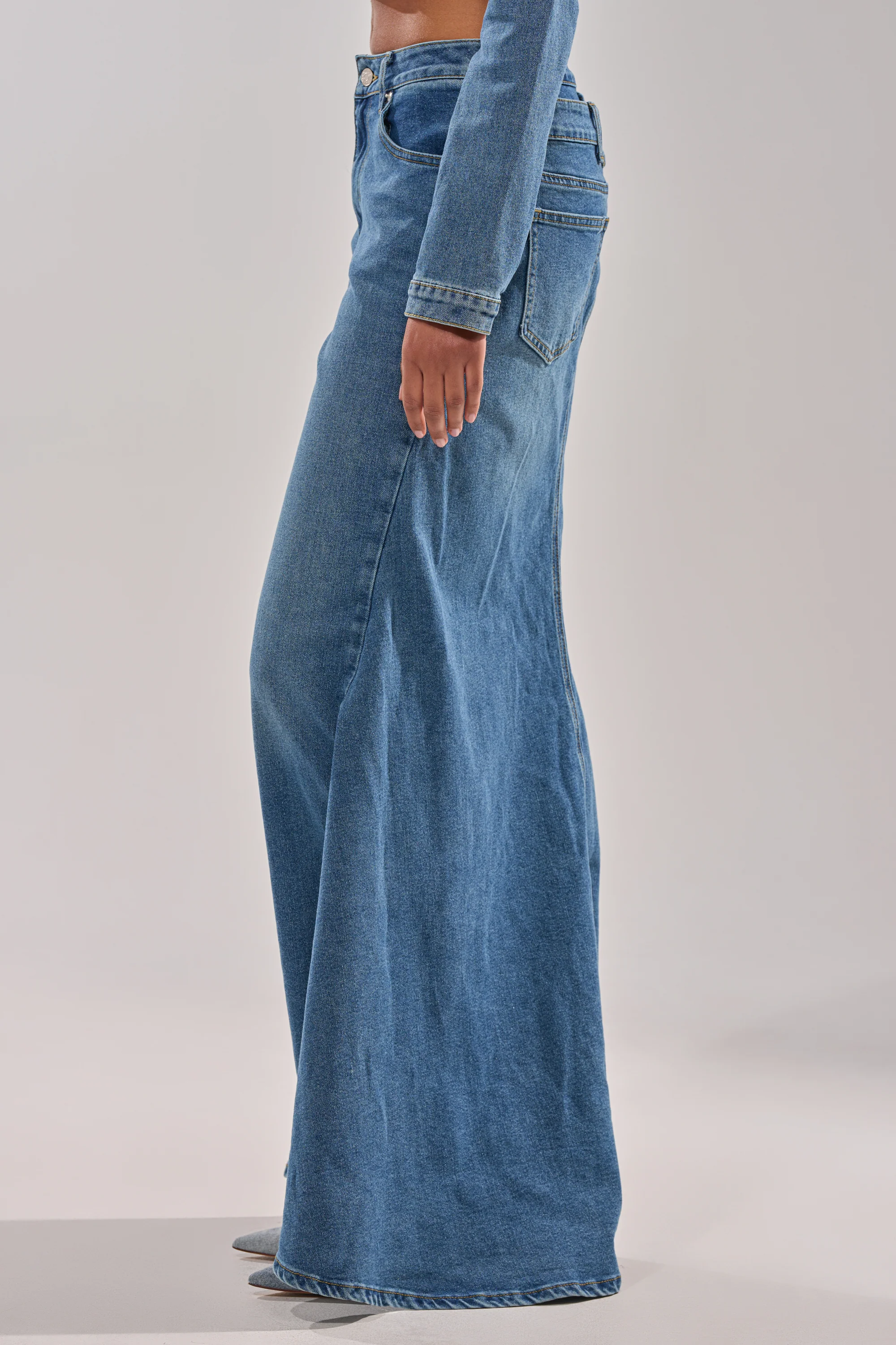 SHAKE IT OFF DENIM PANT WITH SKIRT ATTACHED - Image 3