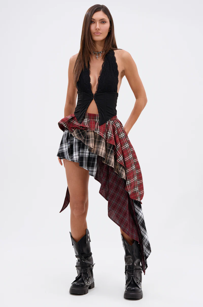 SHAY MULTI PLAID MINI SKIRT - Image 5