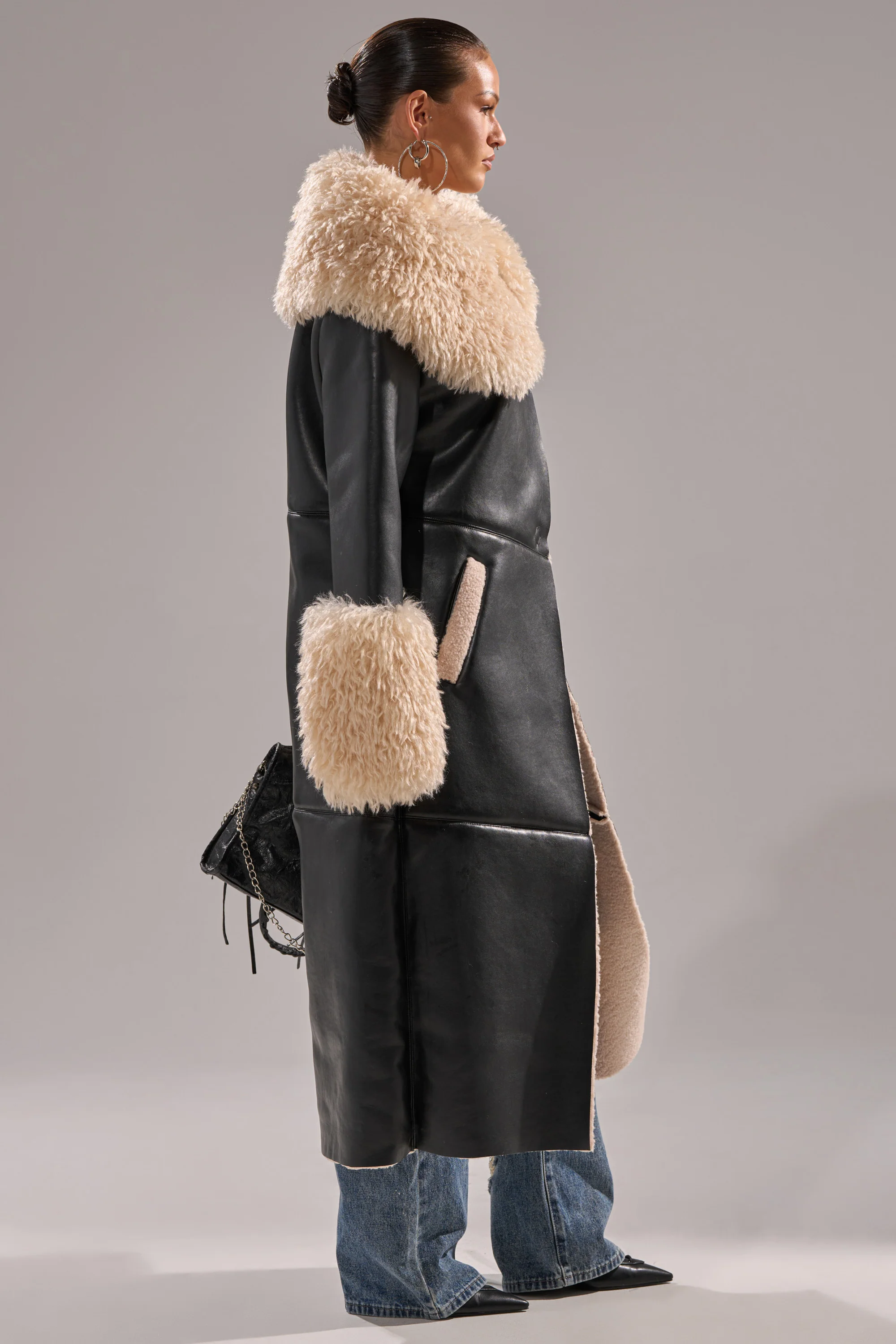 SHE GOT IT FLUFFY PU TRENCH WITH BONDED SHERPA - Image 7