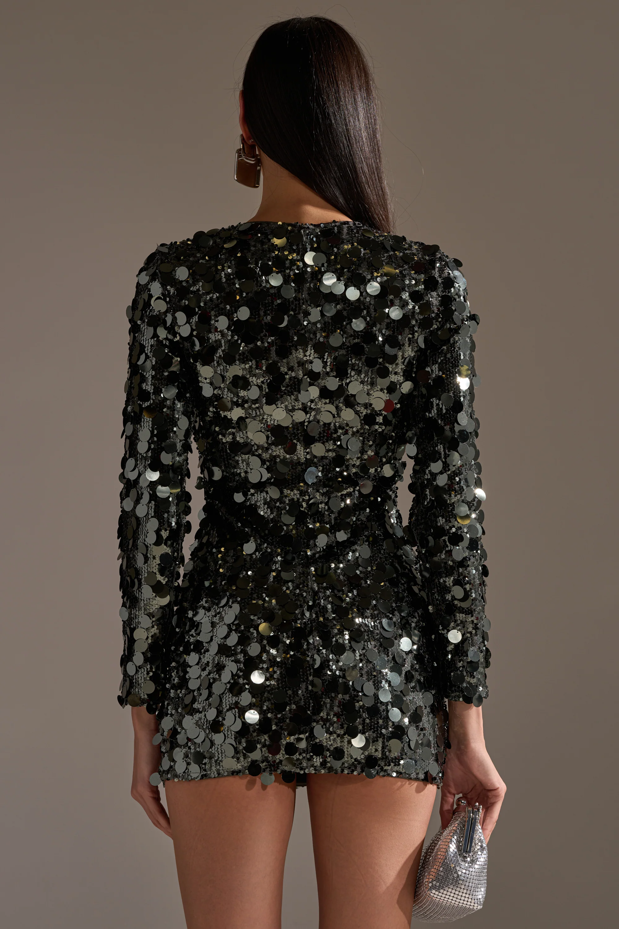 SHE'S ALL THAT SEQUIN MINI DRESS IN OLIVE - Image 4