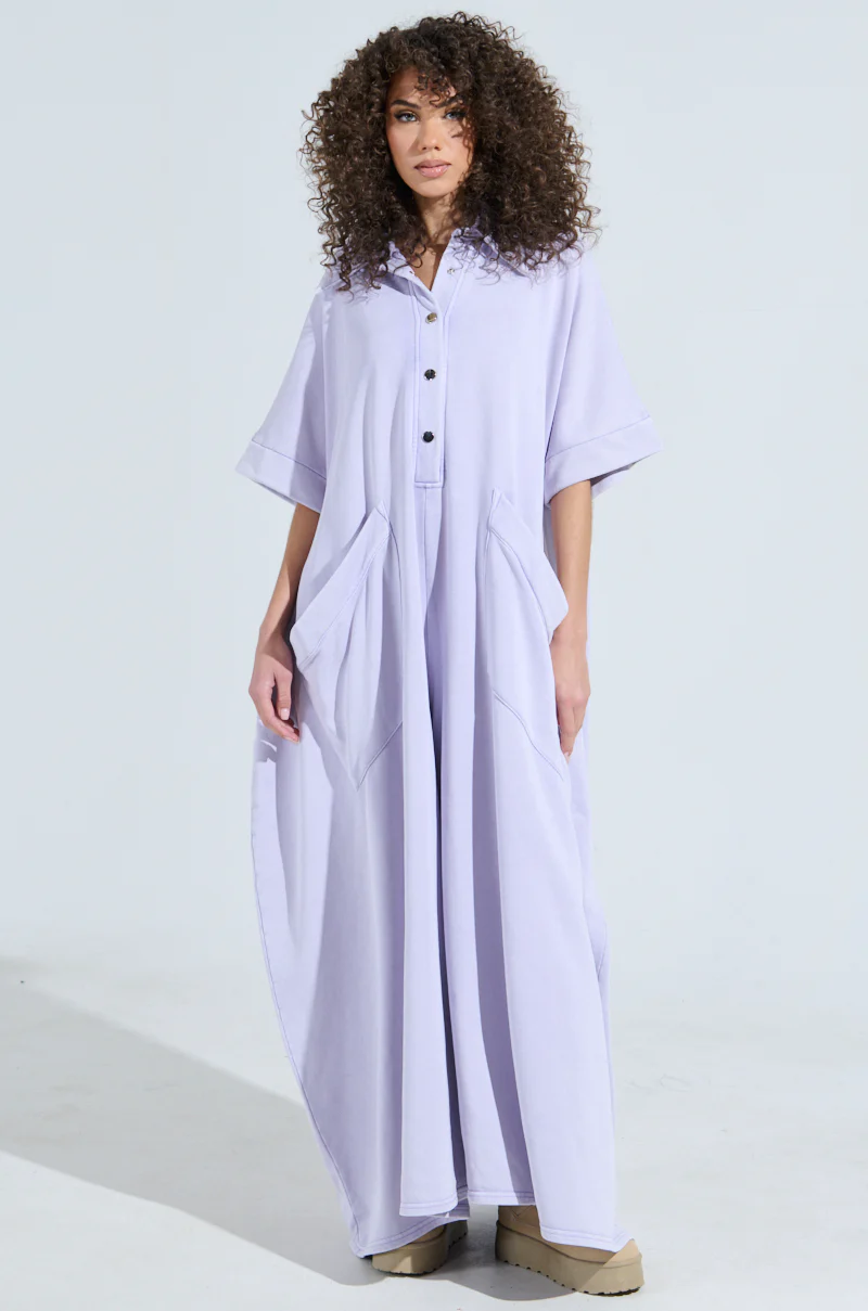 SHE'S RICH OVERSIZED JUMPSUIT IN PURPLE MINERAL WASH - Image 3