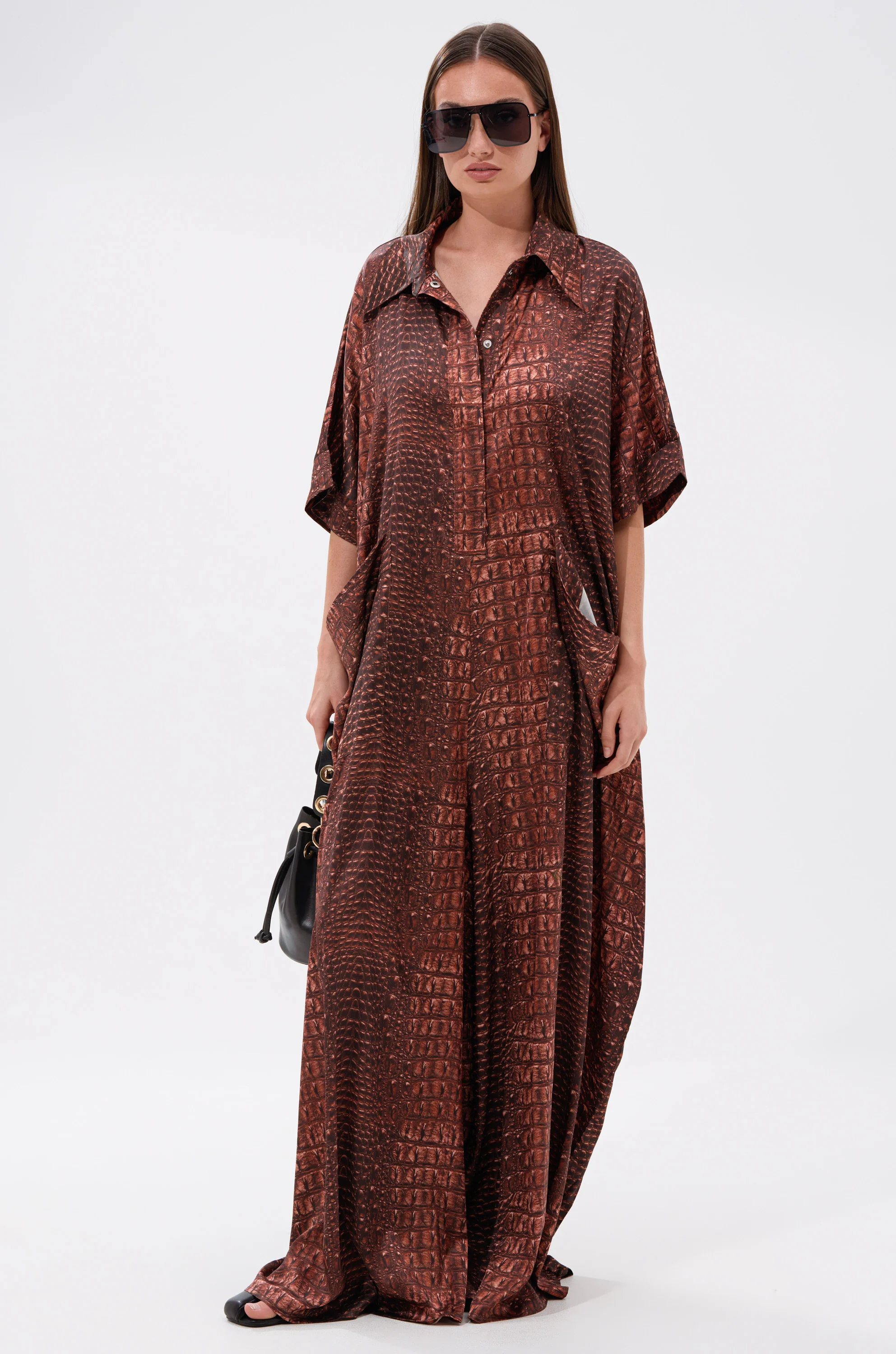 SHE'S RICH OVERSIZED SATIN JUMPSUIT IN CROC PRINT - Image 5