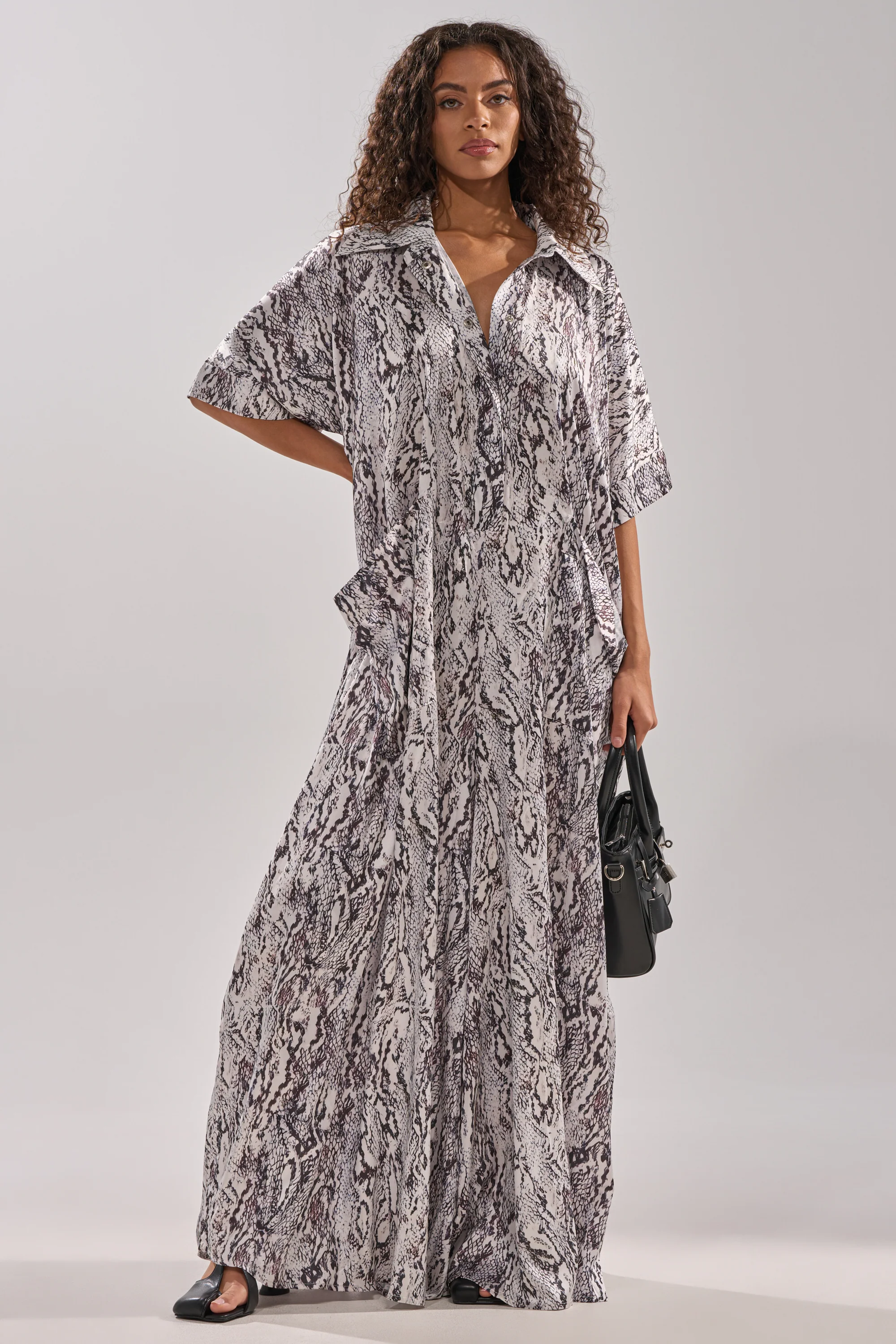 SHE'S RICH OVERSIZED SATIN JUMPSUIT IN SNAKE PRINT - Image 2