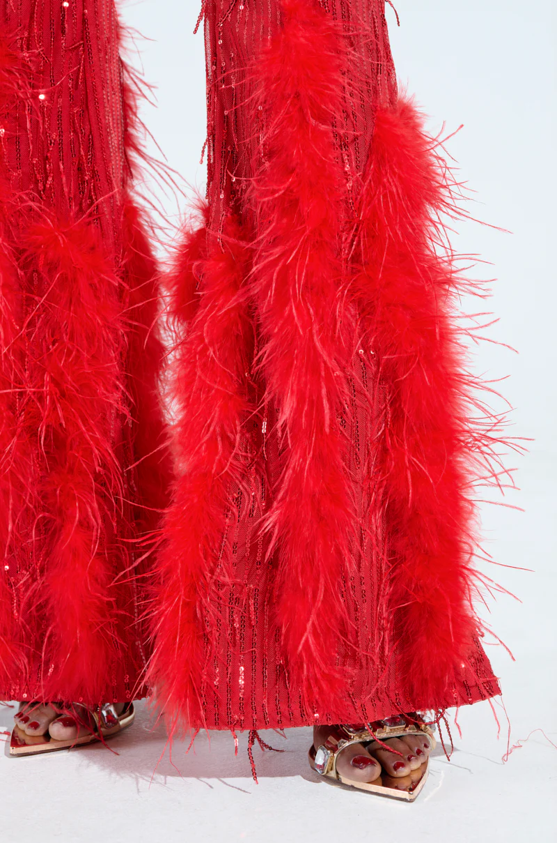 SHE'S SO CANDID MESH FEATHER EMBELLISHED JUMPSUIT - Image 5