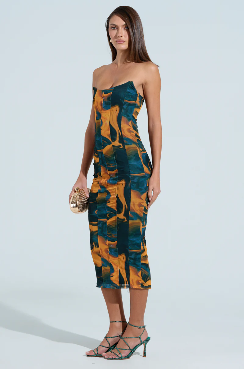 SHES UNFORGETTABLE ABSTRACT MESH MIDI DRESS - Image 4