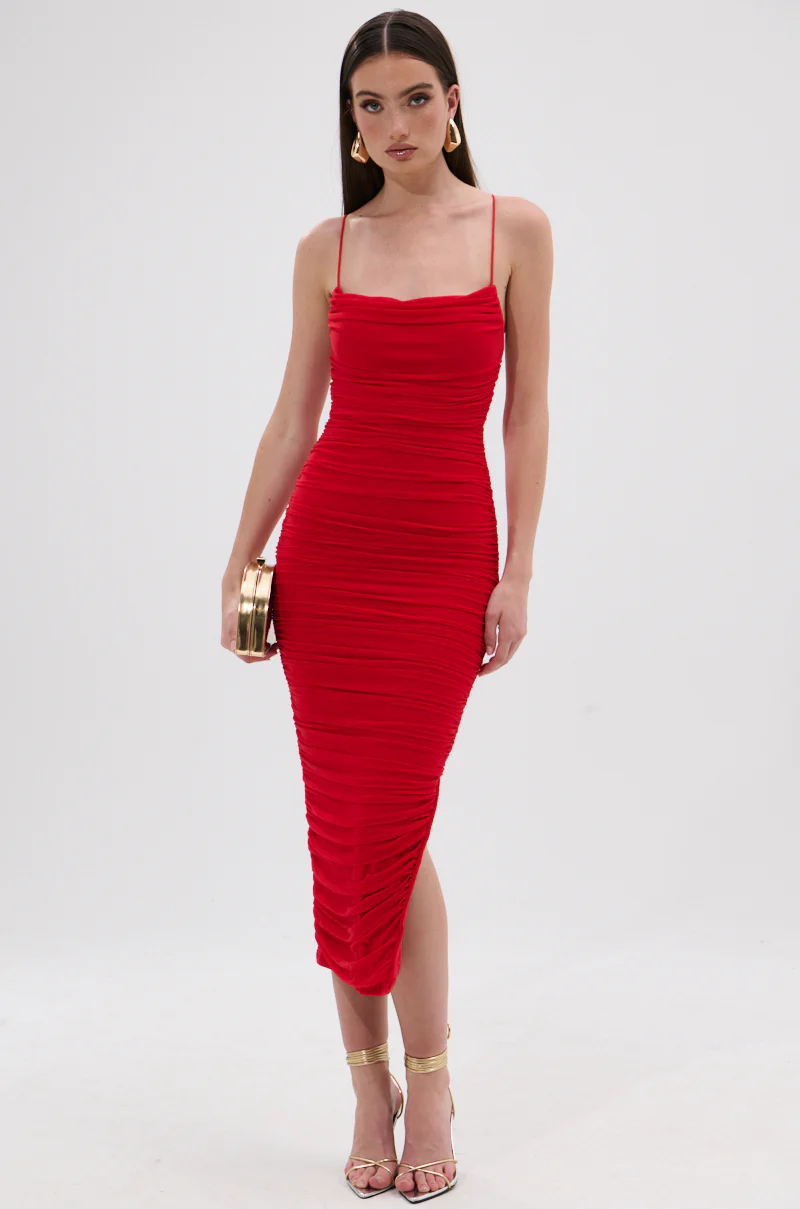 SHINE BRIGHT SLINKY MIDI DRESS