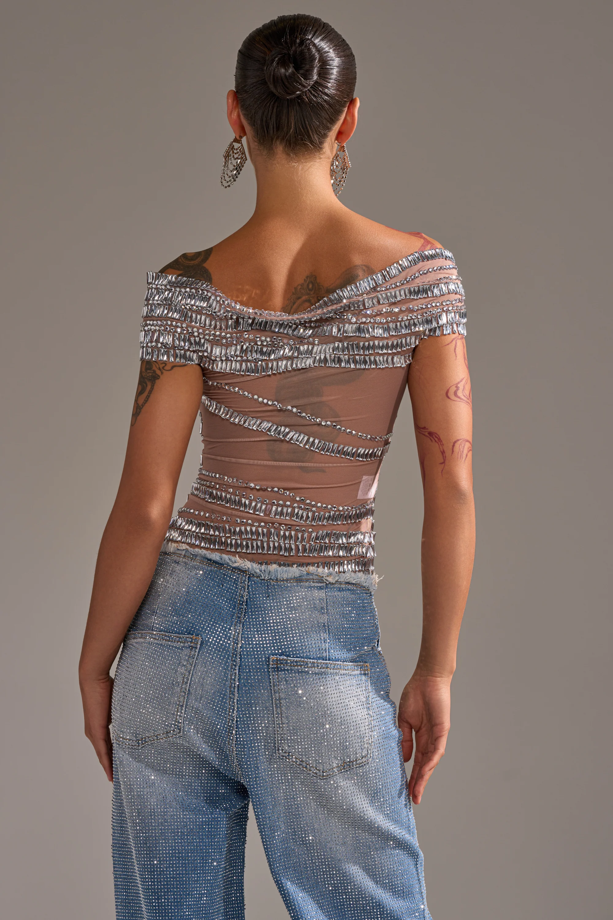 SHINE LIKE A DIAMOND RHINESTONE MESH BLOUSE - Image 4