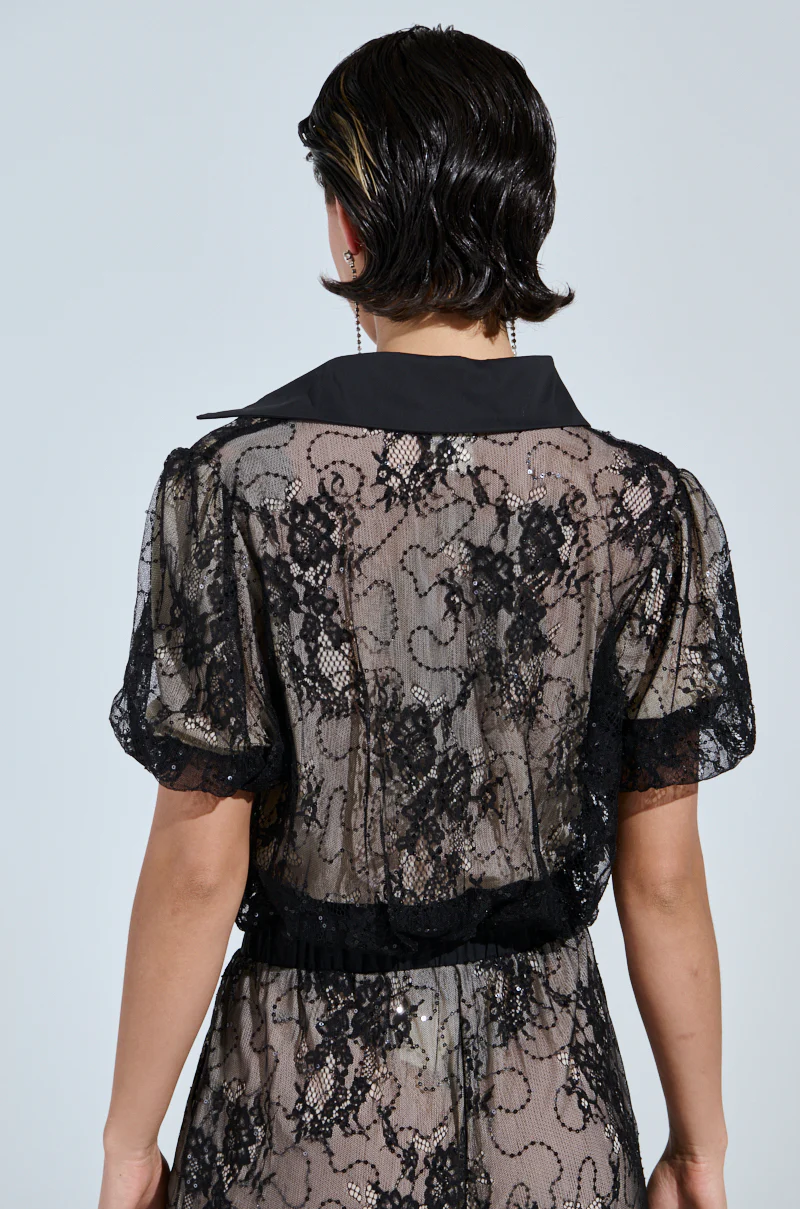 SHINE ON YOU LACE BUTTON DOWN TOP - Image 5