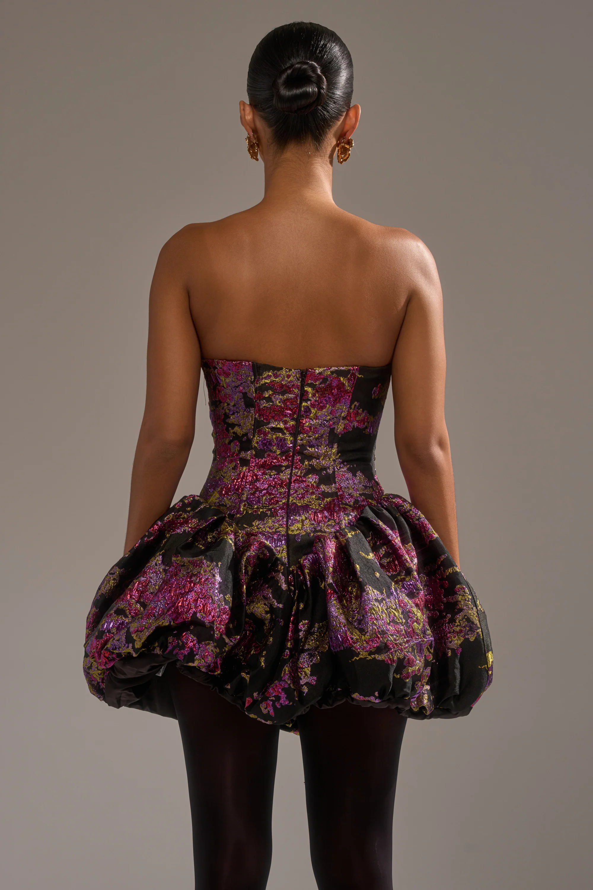 SHOW STOPPER BROCADE MINI DRESS IN PURPLE - Image 5