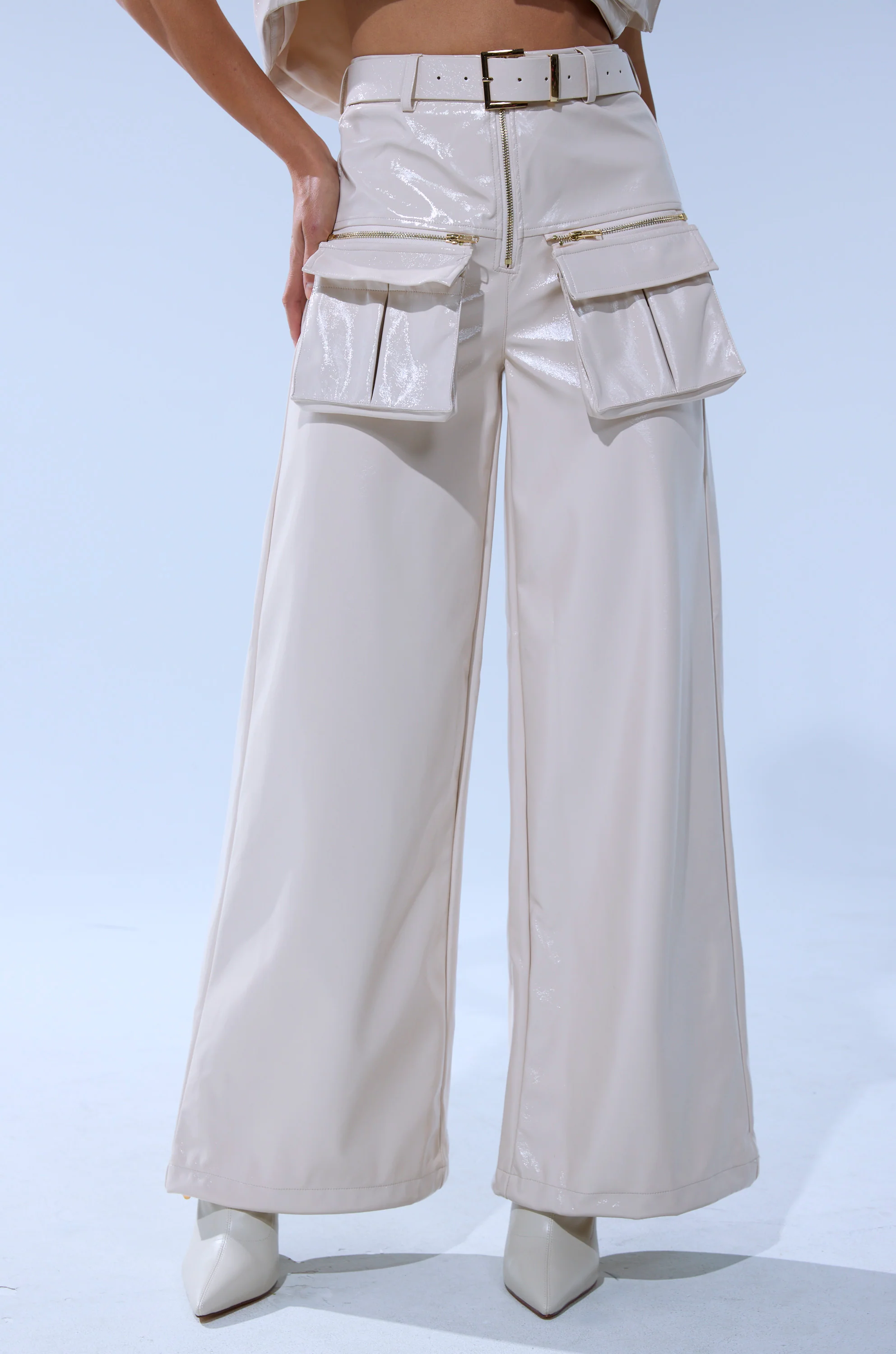 SHOW STOPPER FAUX LEATHER CARGO TROUSER - Image 2