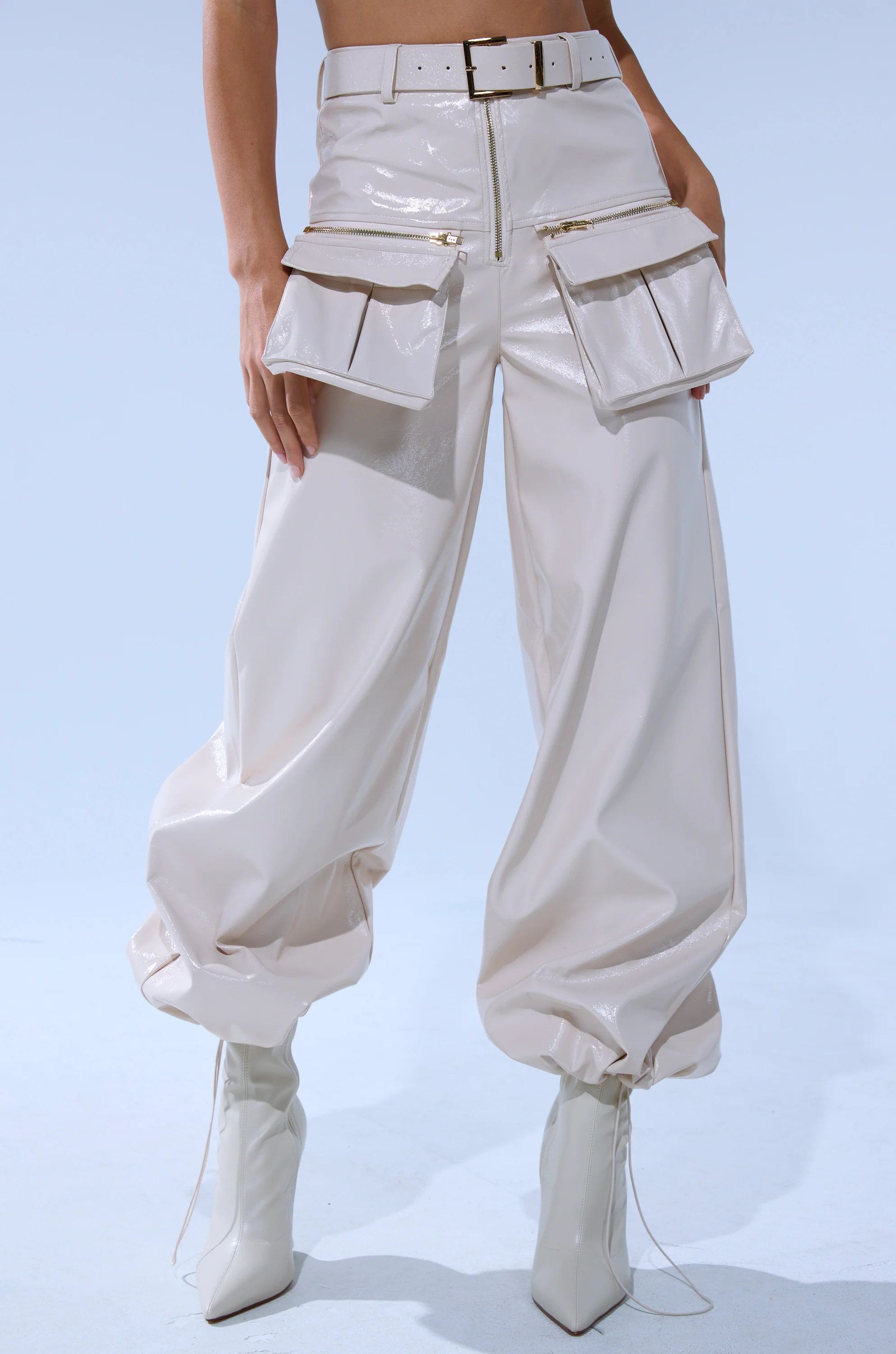 SHOW STOPPER FAUX LEATHER CARGO TROUSER - Image 3