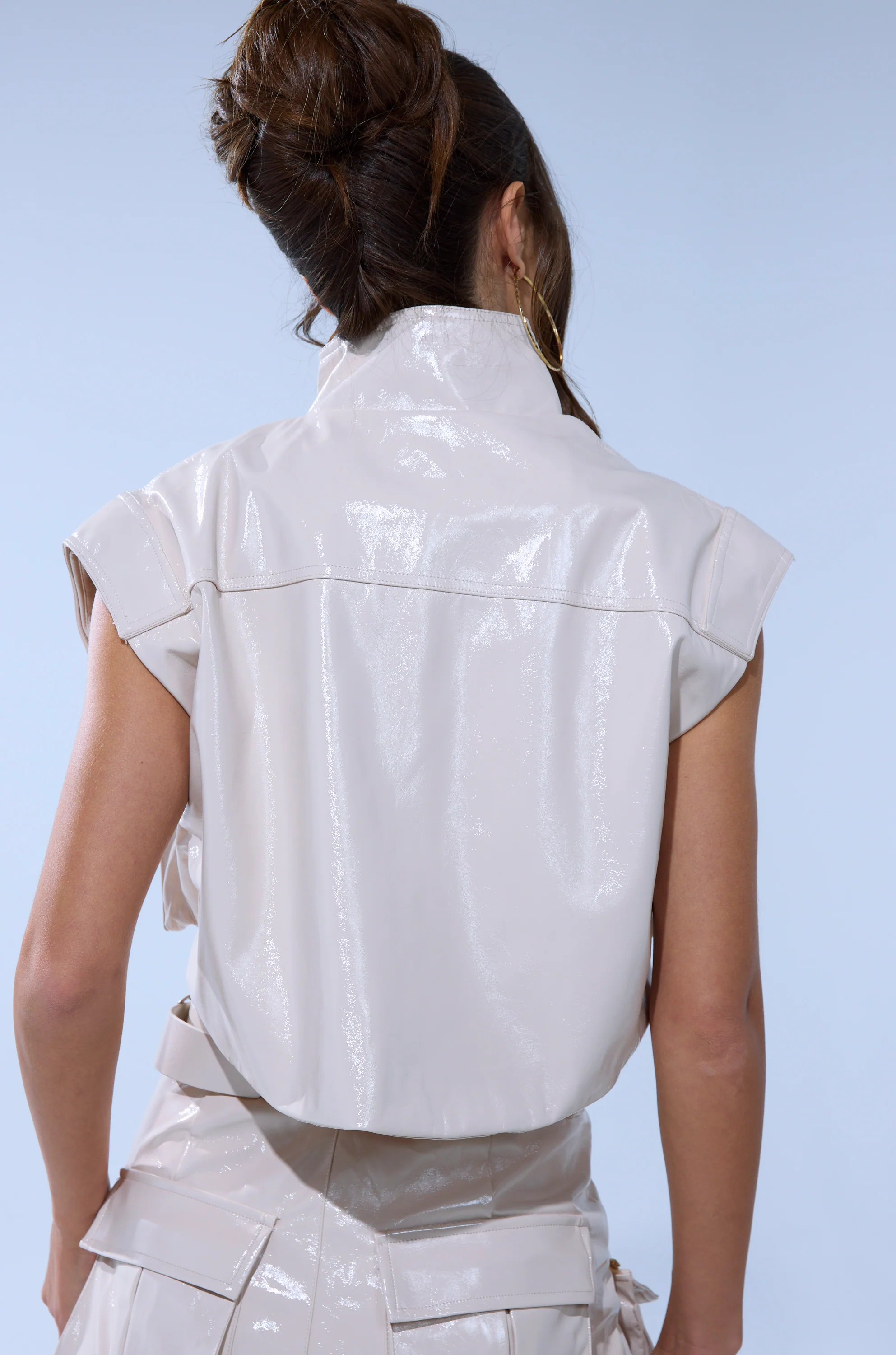 SHOW STOPPER FAUX LEATHER ZIP UP TOP - Image 5
