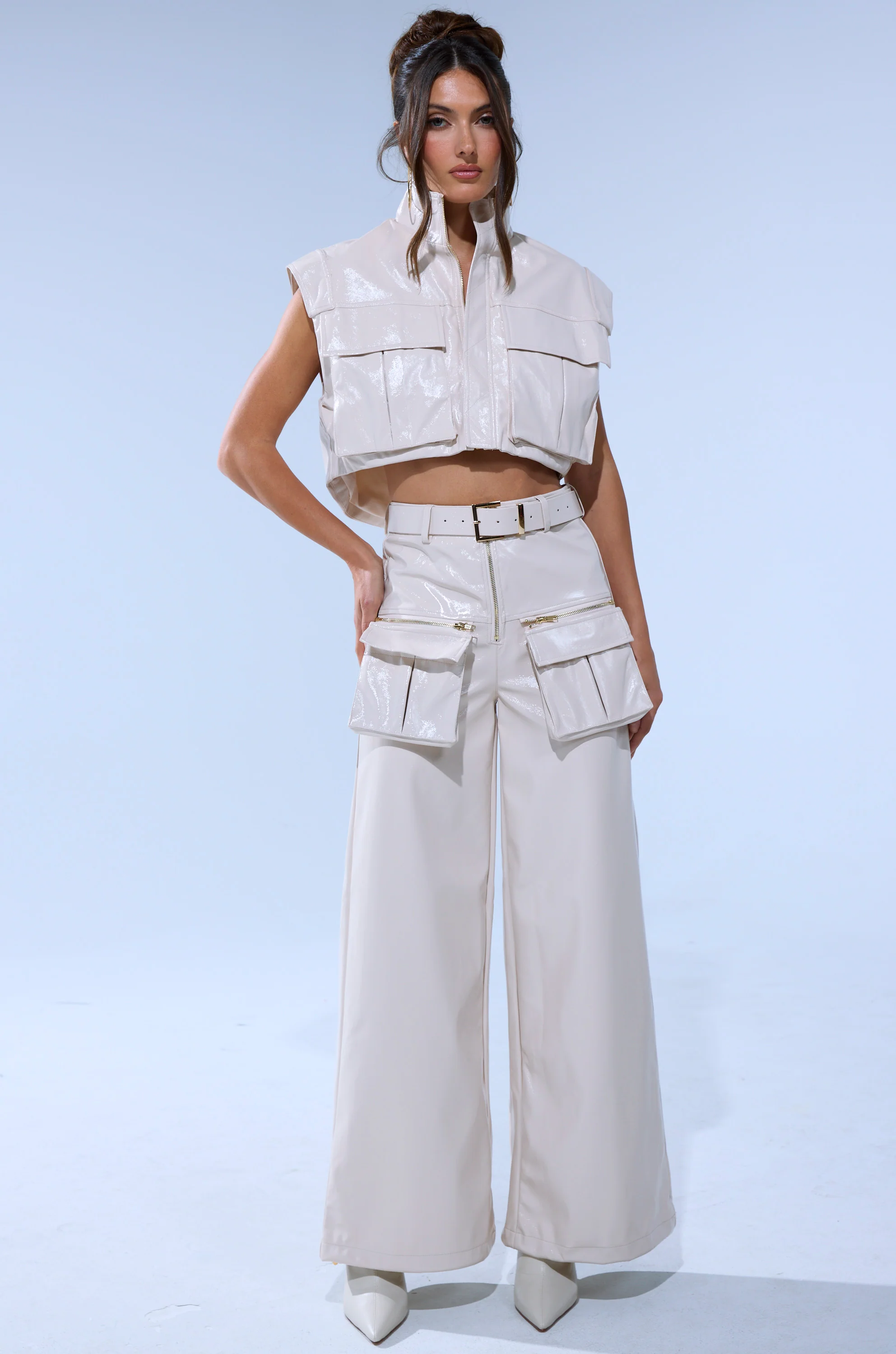 SHOW STOPPER FAUX LEATHER ZIP UP TOP - Image 6