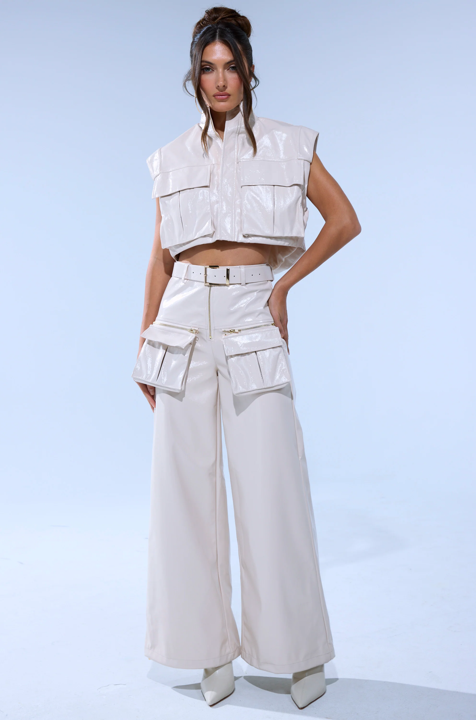 SHOW STOPPER FAUX LEATHER ZIP UP TOP - Image 7