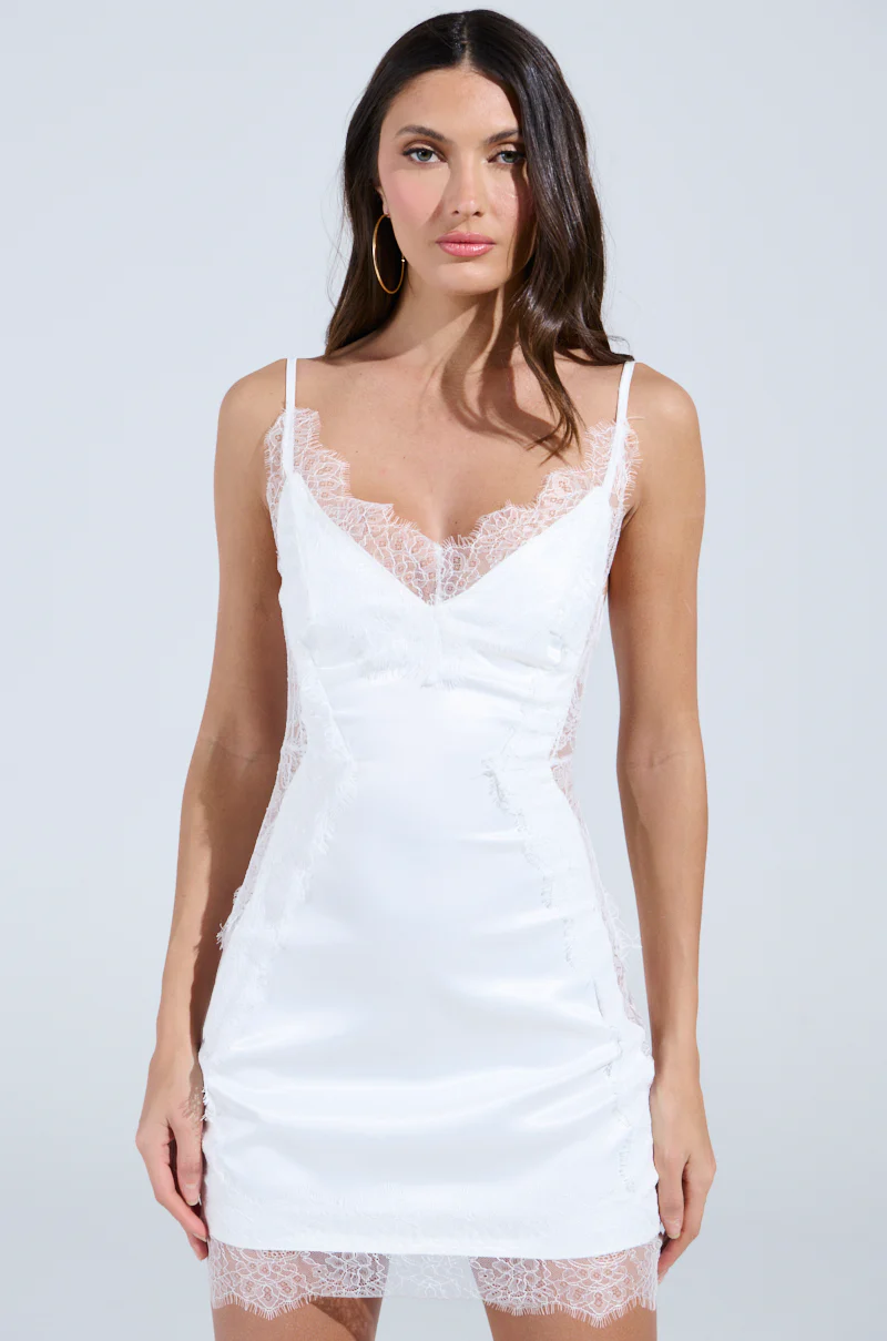 SHOW US WHAT YOU GOT SATIN MINI DRESS IN WHITE - Image 2