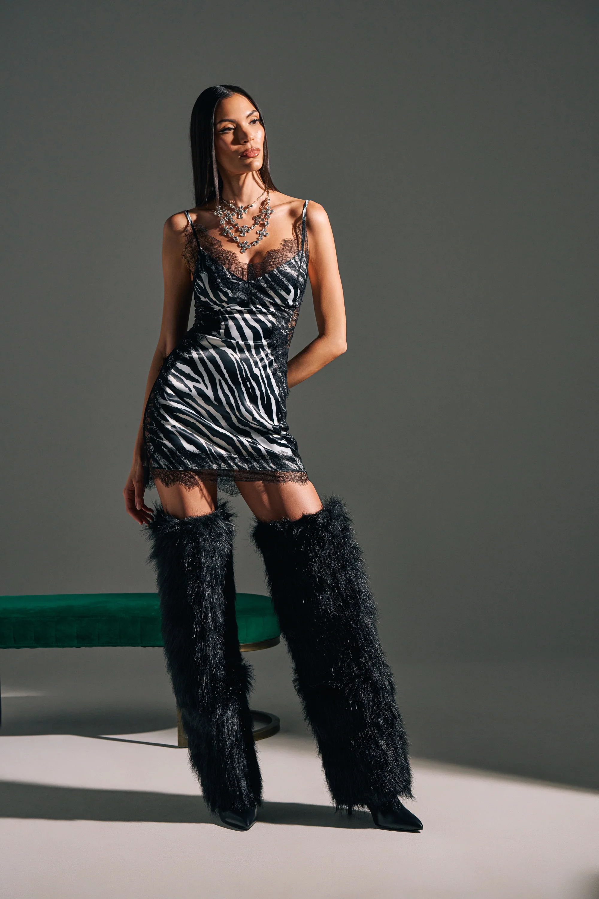 SHOW US WHAT YOU GOT SATIN MINI DRESS IN ZEBRA PRINT - Image 2