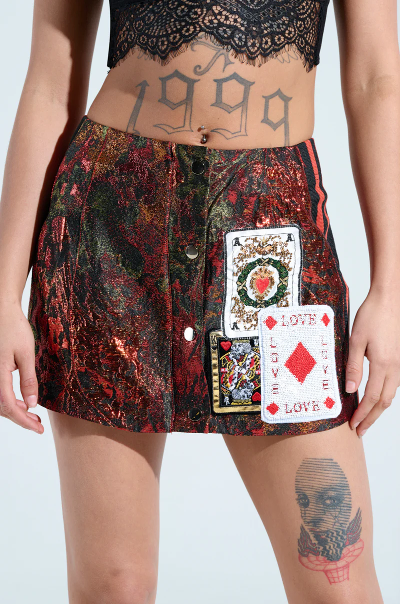 SHOW YOUR CARDS BROCADE MINI SKIRT - Image 7