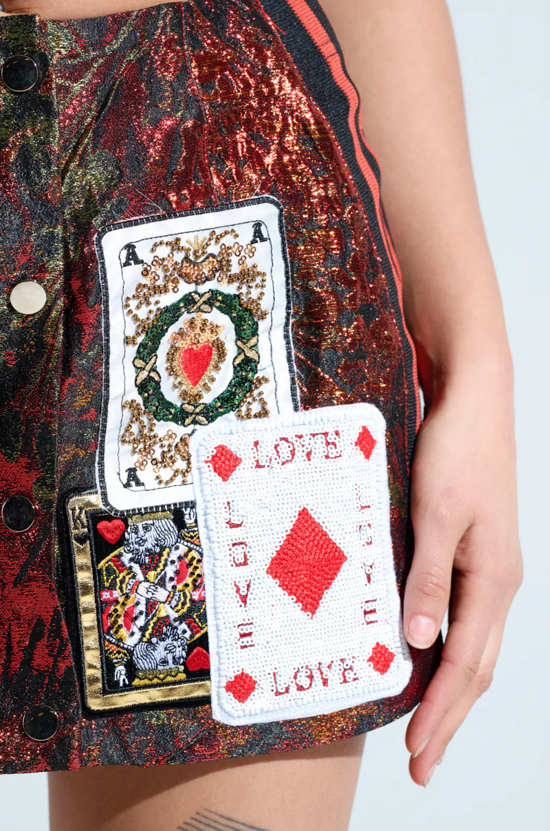 SHOW YOUR CARDS BROCADE MINI SKIRT - Image 8