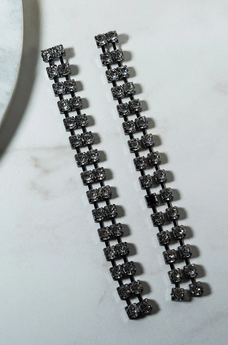 SILHOUETTE RHINESTONE DROP EARRING