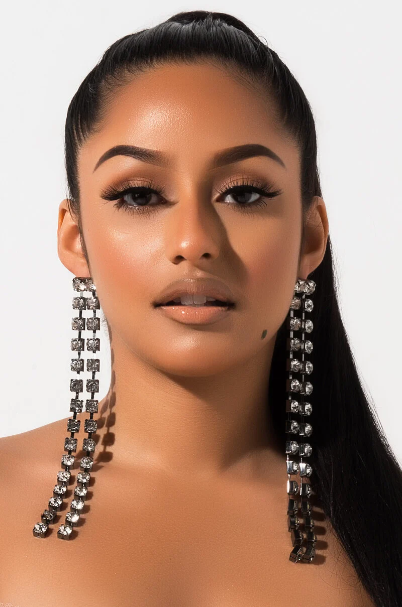 SILHOUETTE RHINESTONE DROP EARRING - Image 2