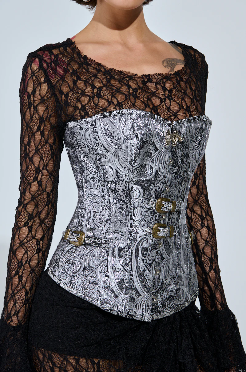 SILVER PAISLEY CORSET TOP - Image 2