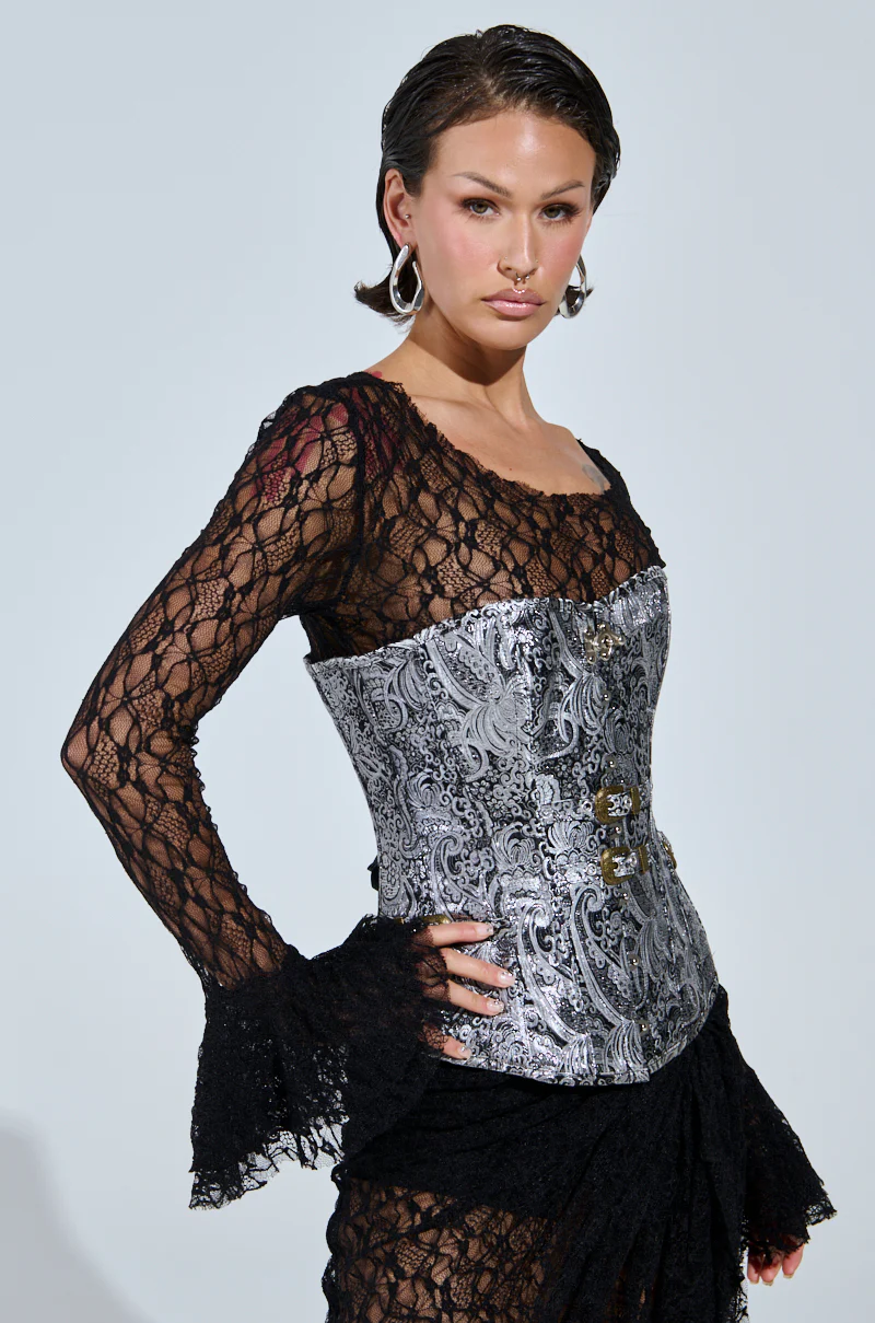 SILVER PAISLEY CORSET TOP - Image 3
