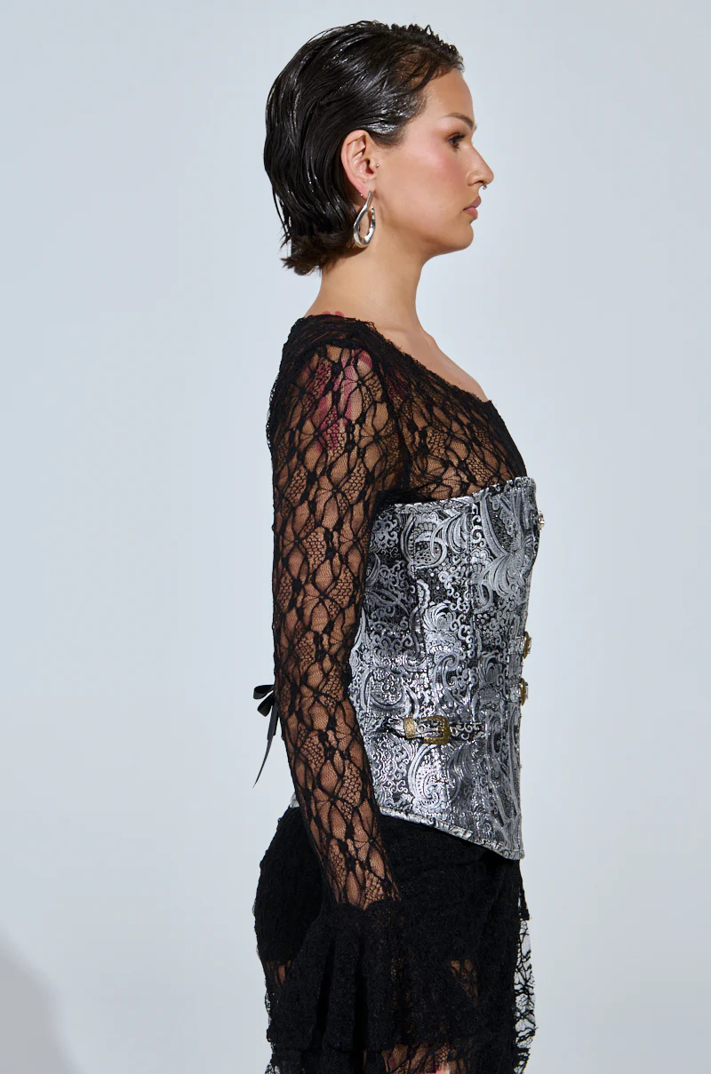 SILVER PAISLEY CORSET TOP - Image 4