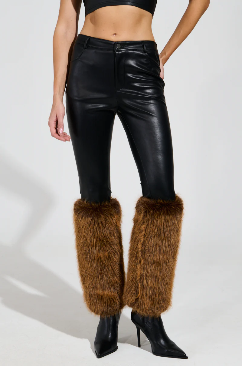 SIREN FUR TRIM FAUX LEATHER PANTS - Image 3
