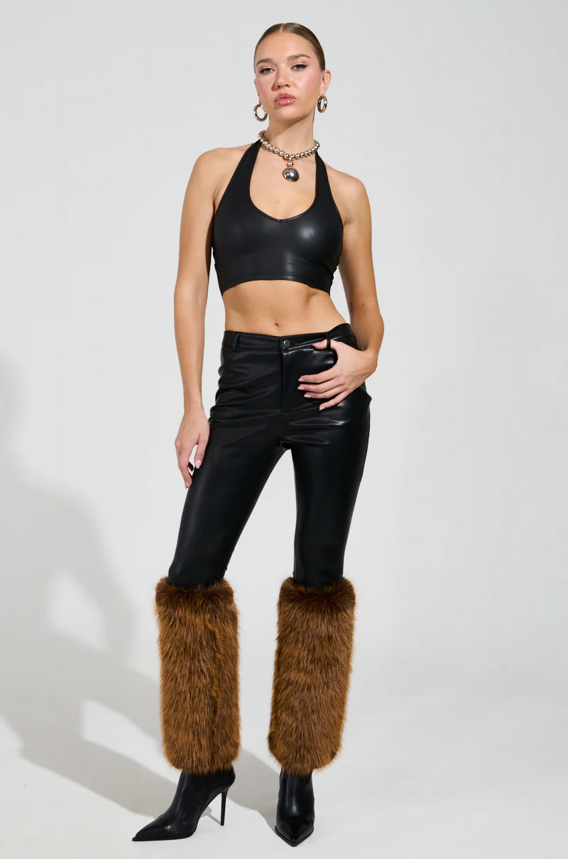 SIREN FUR TRIM FAUX LEATHER PANTS - Image 6